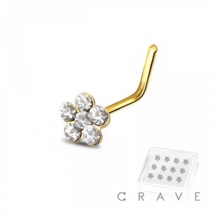 MULTI CZ FLOWER L-SHAPE 316L SURGICAL STEEL NOSE RING BOX